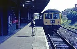 A Nottingham-bound DMU at Rugby Central in 1968