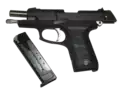 P89 with slide locked back and magazine removed