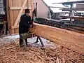 Hewing timber with a broadaxe in Germany