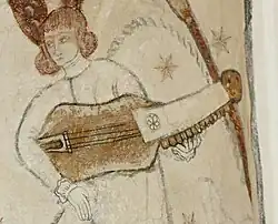 Nyckelharpa fresco, Rynkeby church, Kerteminde Municipality, Denmark (c. 1560)