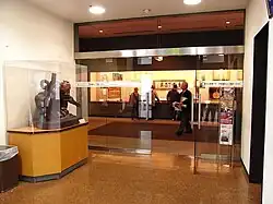 At the entrance of the museum, a yokozuna statue posing in a Shiranui style welcomes you