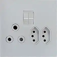 South African SANS&nbsp;164-1 (old) & SANS&nbsp;164-2 (new) sockets in a single plate
