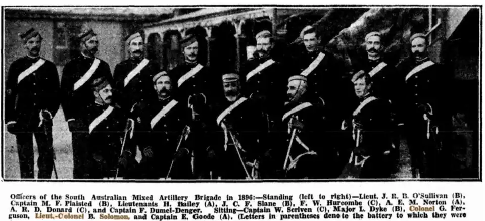 Officers of the SA Mixed Artillery Brigade 1896
