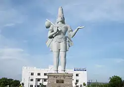 10-story statue of Sri Tallapaka Annamacharya located at the entrance of Tallapaka