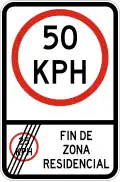R-2-12 End residential speed limit, begin 50 KPH speed limit