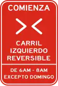 R-5-3 Begin reversible lane 6am-8am except Sunday