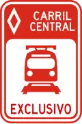R-9-13 Center lane for trains only
