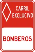 R-9-16 Exclusive lane for firefighters