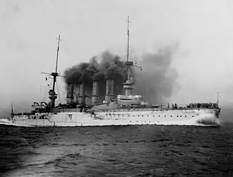 SMS&nbsp;Scharnhorst with pole masts (photographed in 1907)
