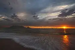 View of Table Mountain at sunset