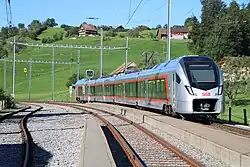 SOB RABe 526 (Series 3) S-Bahn set at Sattel-Aegeri station
