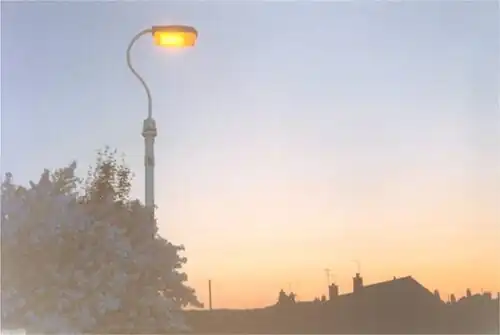 A low-pressure sodium/SOX street light in Wrexham, Wales
