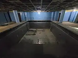 The drained ship's swimming pool