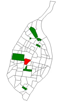 Location (red) of Forest Park Southeast within St. Louis