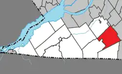 Location within Le Haut-Saint-Laurent RCM