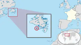 Location of Saint Pierre and Miquelon