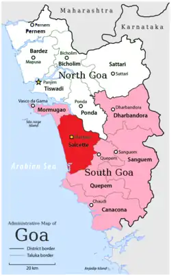 Location of Salcete in South Goa, Goa
