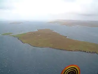 Samphrey and the view down Yell Sound