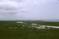 A view of North Point, Rice Bay, and Dixon Hill Settlement, facing north from the lighthouse in 1998.