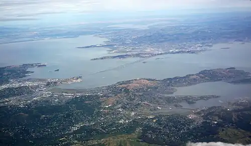 Looking north into San Pablo Bay at the Richmond–San Rafael Bridge, 2010