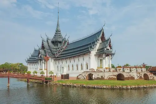 Replica of Sanphet Prasat Palace at Ancient Siam in Samut Prakan.