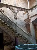 The stairs to the Royal Apartment with a porphyry column