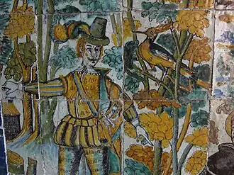 Detail of the azulejos (ca. 1606)[31] at the Basilica of Santo Domingo, Lima, Peru