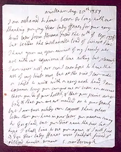 Letter from Sarah, Duchess of Marlborough to Lady Fane, 1737