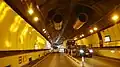 Temporary opening of tunnel with ceiling panels removed and replaced by ceiling fan