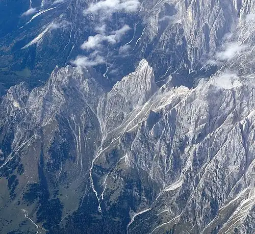 Sass d'Ortiga centered. Viewed from airliner.