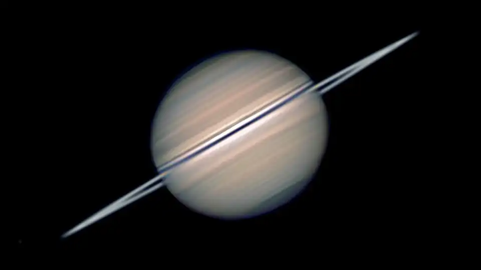 Saturn as imaged through the 16" (.4 metre) telescope within the Kchi Waasa Debaabing Dome at the Killarney Provincial Park Obervatory