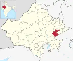 Location of Sawai Madhopur district in Rajasthan