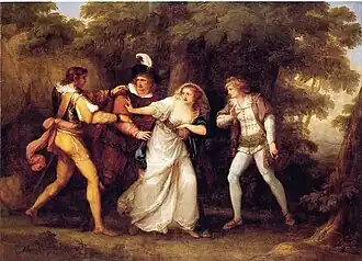 Valentine Rescues Silvia from The Two Gentlemen of Verona (1789), oil on canvas, 61 3/4 in. x 87 in. (156.8&nbsp;cm x 221&nbsp;cm), Davis Museum at Wellesley College, Massachusetts [35]