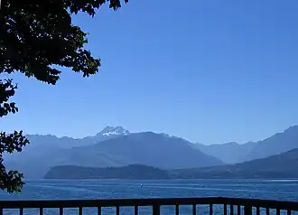 Mountains over water