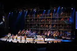 Scaffolding supporting a scenic design
