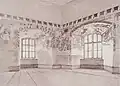Drawing of the 14th century paintings in the tower 5th story
