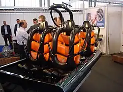 A closeup of Sea Viper's train when it was on display at the IAAPA trade show in 2009