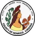 Likeness of Pocahontas on the seal of Henrico County, Virginia