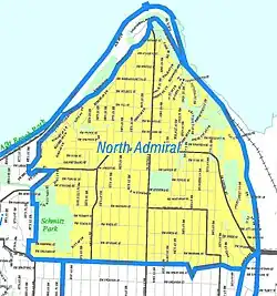 Map of West Seattle's location in Seattle
