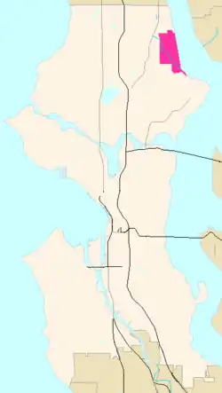 Matthews Beach Highlighted in Pink
