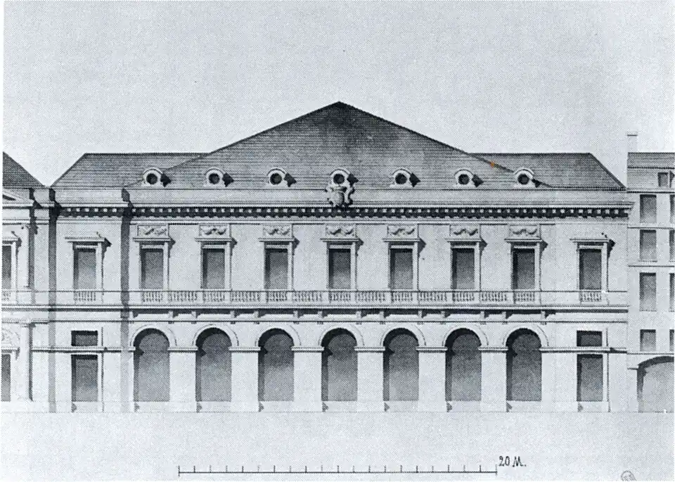 Elevation of the facade of Moreau's opera house