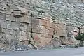 Sedimentary rock layers near Khasab in Musandam Governorate, Oman