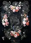 Cartouche with the Virgin and Child and Saint Anne by Daniel Seghers (c.&nbsp;1590–1661), Dulwich Picture Gallery, London