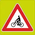 Bicycle crossing ahead (with fluoro board)