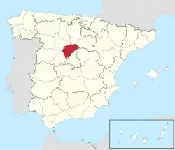Map of Spain with Segovia highlighted