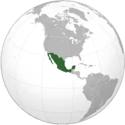 Mexico in 1852, prior to the Gadsden Purchase, and after the Mexican Cession