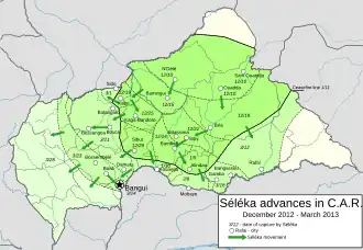 Image 31Séléka advances in C.A.R. (December 2012–March 2013) (from History of the Central African Republic)