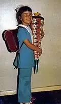 Image 37A West German schoolgirl with Schultüte in 1970, with a 'hippyish' outfit on. (from 1970s in fashion)