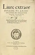A very large-size font (c. 120 pt) in a 1551 book by Jean de Tournes, showing Garalde letterforms magnified to display size with sharpened contrast. Designer unknown.[295]