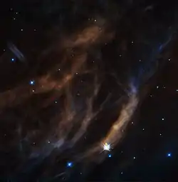 A small portion of Sh 2-308 imaged by the Hubble Space Telescope (up is north-west)
